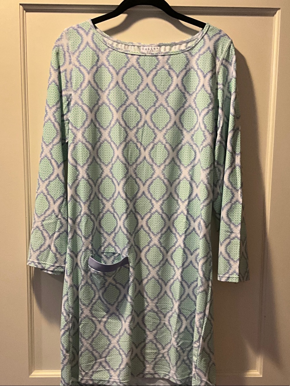 Cabana Life Mint Green and Light Blue Patterned Dress
